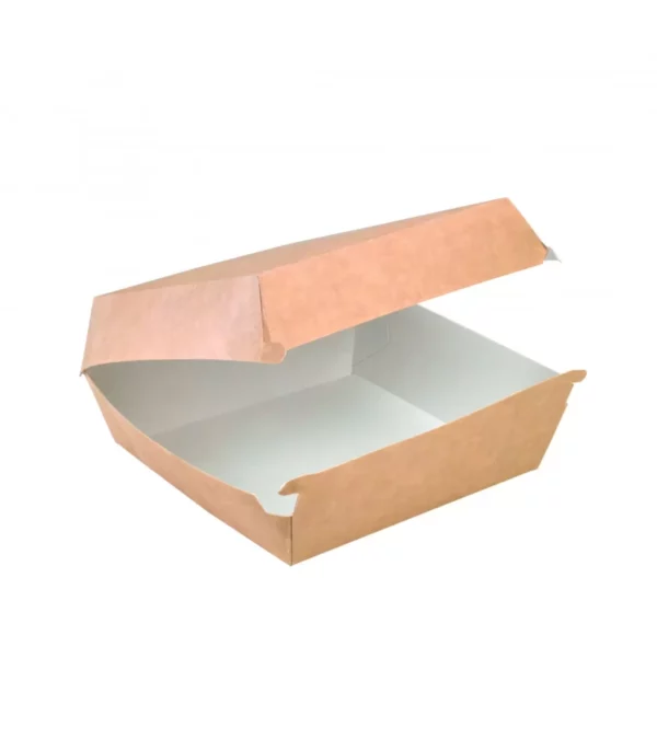 Boîte burger carton kraft brun H75mm <br><span>Vendu par: 400 (100x4) pièces</span><br><span class="prix">83.04 €</span>