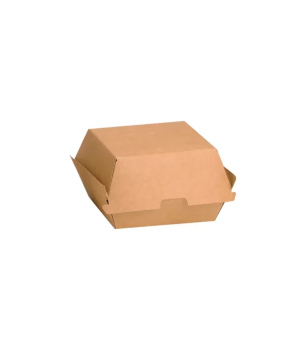 Boîte burger carton kraft brun H80mm <br><span>Vendu par: 300 (75x4) pièces</span><br><span class="prix">45.14 €</span>