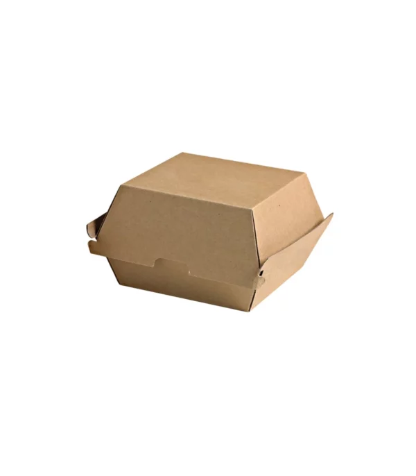 Boîte burger carton kraft brun microcannelé 17,8 x 15,5 x 8 cm <br><span>Vendu par: 250 (50x5) pièces</span><br><span class="prix">105.72 €</span>