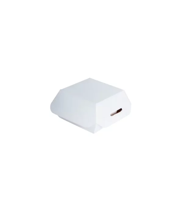 Mini boite burger en carton blanc H50mm <br><span>Vendu par: 600 (25x24) pièces</span> <br><span class="prix">52.56 €</span>